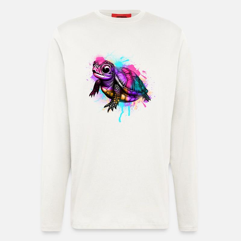 Schildkröte Graffiti Bunt - Langarmshirt - made by SPREAD  - OFF WHITE