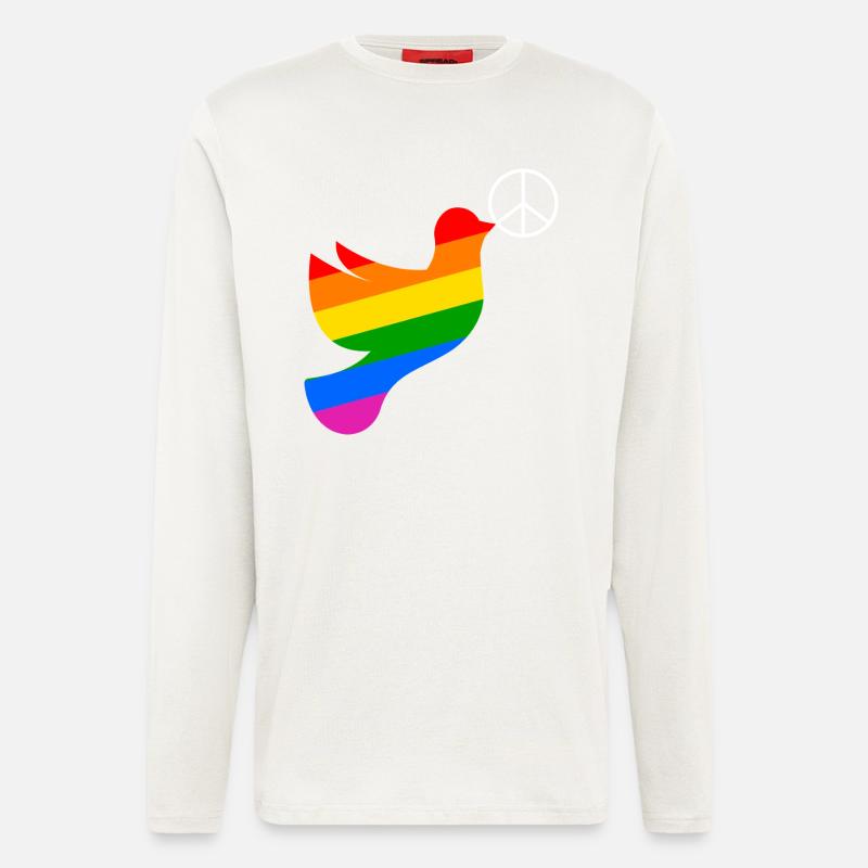 Friedenstaube Regenbogenfahne Peace - Langarmshirt - made by SPREAD  - OFF WHITE