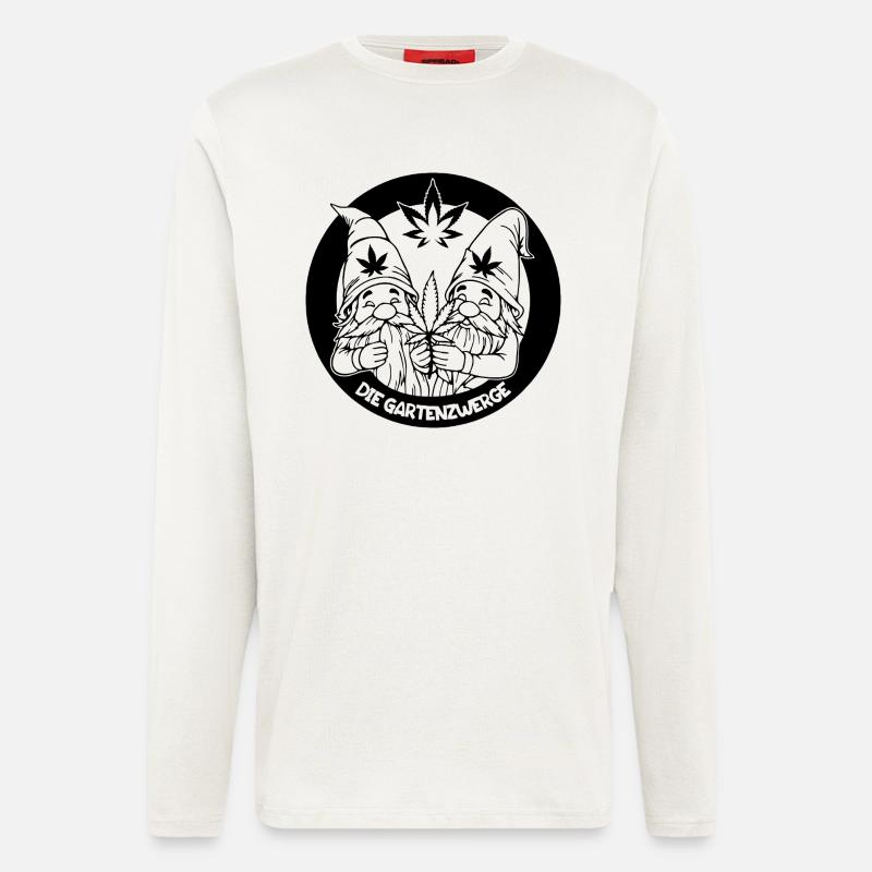 Kiffer Gartenzwerge mit Hanfblatt - Langarmshirt - made by SPREAD  - OFF WHITE