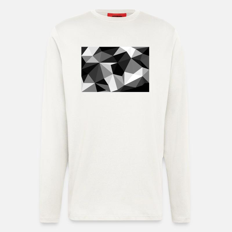 Polygon noir et blanc - Manches longues bio décontracté fabriqué en UE - OFF WHITE