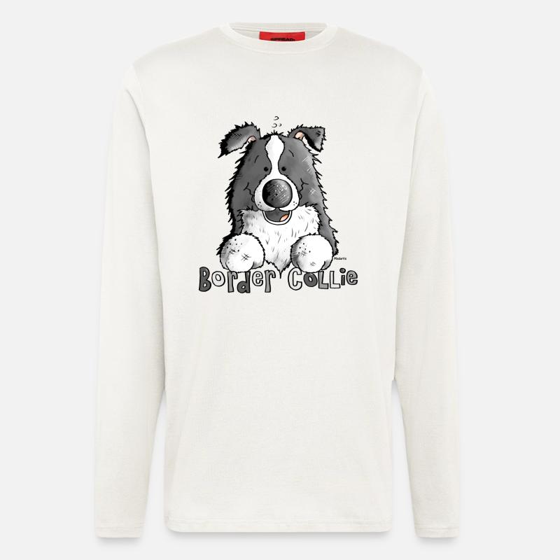 Petit Boder Collie - Chien de Berger - Manches longues bio décontracté fabriqué en UE - OFF WHITE