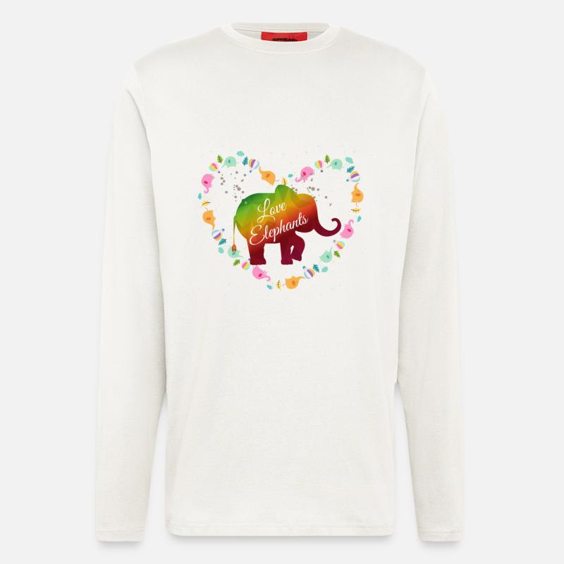 Regenbogen Elefanten Herzdesign - Langarmshirt - made by SPREAD  - OFF WHITE