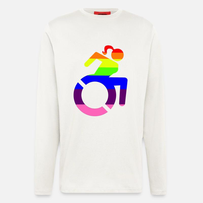 Rollstuhlmädchen LGBTQ-Symbol # - Langarmshirt - made by SPREAD  - OFF WHITE