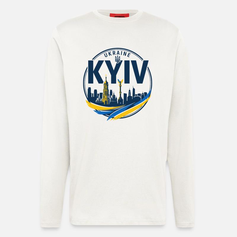 Ukrainisches Kiewer Skyline-Abzeichen - Langarmshirt - made by SPREAD  - OFF WHITE