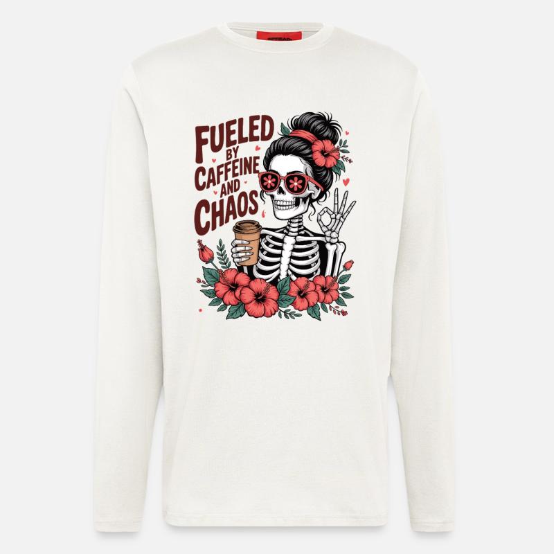 Mutter Koffein Mutter Skelett Kaffee - Langarmshirt - made by SPREAD  - OFF WHITE