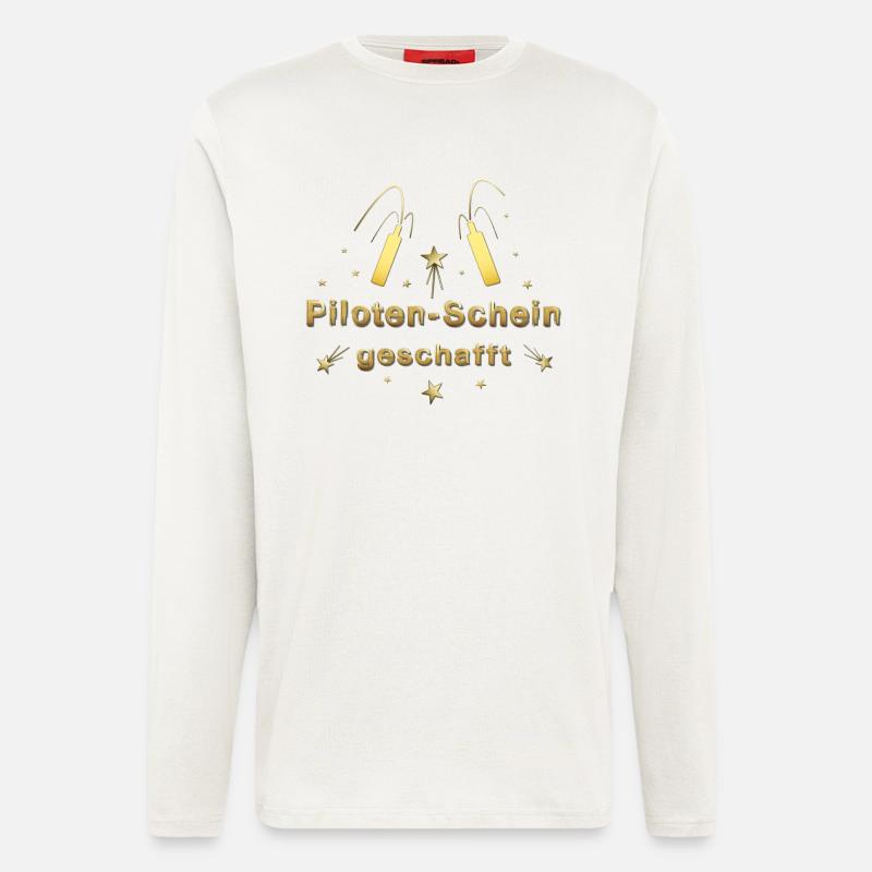 Pilotenschein Pilot Pilotenausbildung PPL - Langarmshirt - made by SPREAD  - OFF WHITE