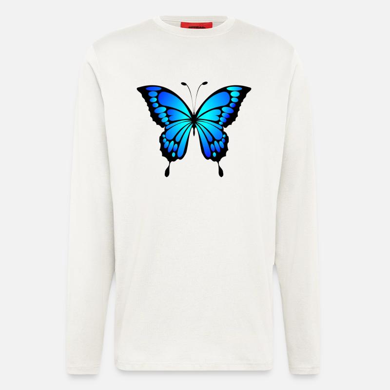 Blue butterfly gift idea - Longsleeve - made by SPREAD  - OFF WHITE