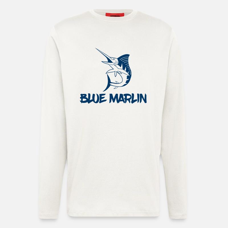 Pêcheurs - Pêche - Blue Marlin - Cadeau - Manches longues bio décontracté fabriqué en UE - OFF WHITE