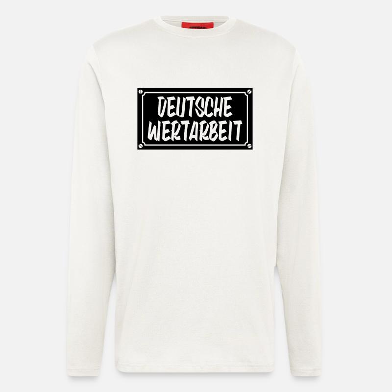 Deutsche Wertarbeit Schild - Langarmshirt - made by SPREAD  - OFF WHITE