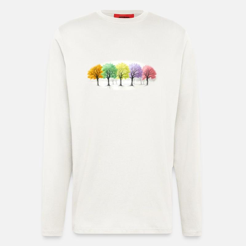 Bunt Bäume Baum Wald - Langarmshirt - made by SPREAD - OFF WHITE