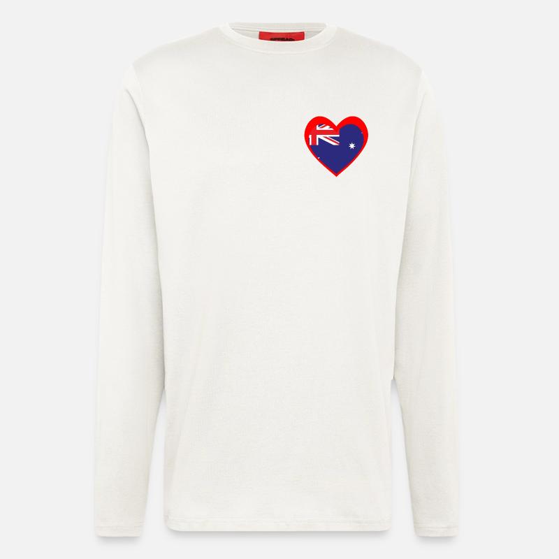 Red Aussie Heart – Wahrer südlicher Geist - Langarmshirt - made by SPREAD  - OFF WHITE