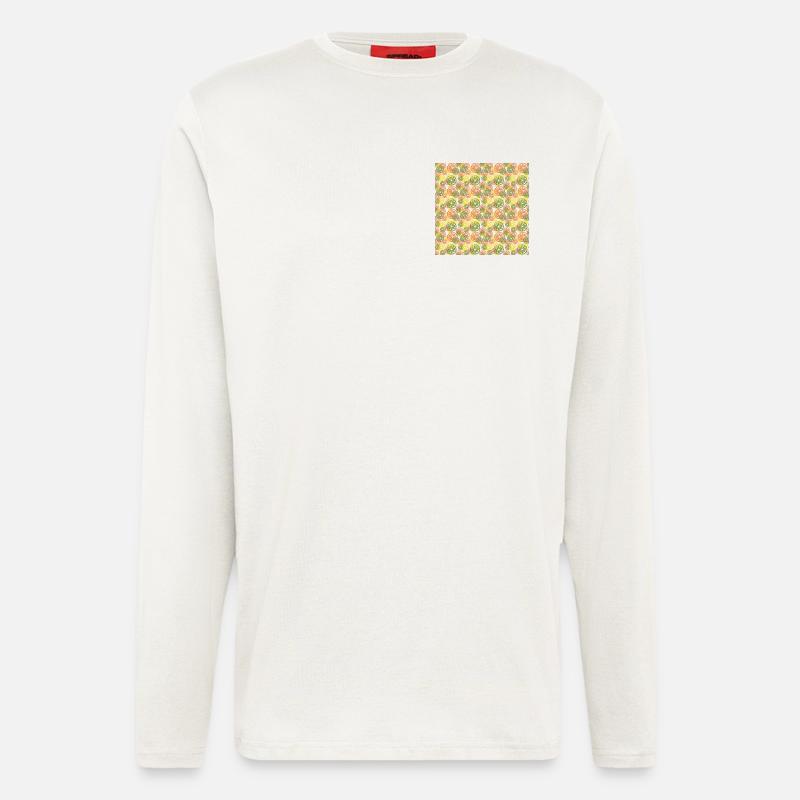 Frucht Zitronen Orangen Muster - Langarmshirt - made by SPREAD  - OFF WHITE