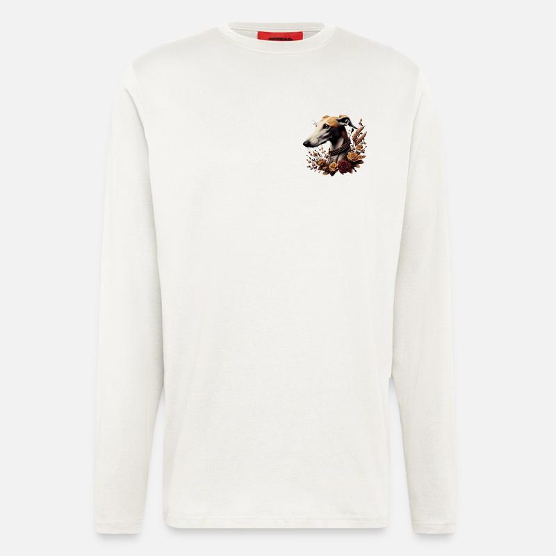Tête de lévrier Chapelet d’automne - Manches longues bio décontracté fabriqué en UE - OFF WHITE