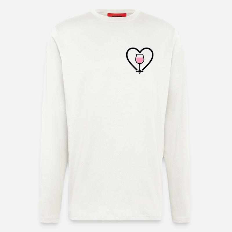 Heart + Rosé Wine – Rosé Lover - Longsleeve - made by SPREAD  - OFF WHITE