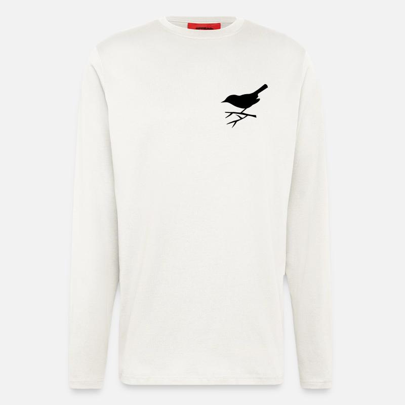 Vogel sitzt auf dem Ast - Langarmshirt - made by SPREAD  - OFF WHITE