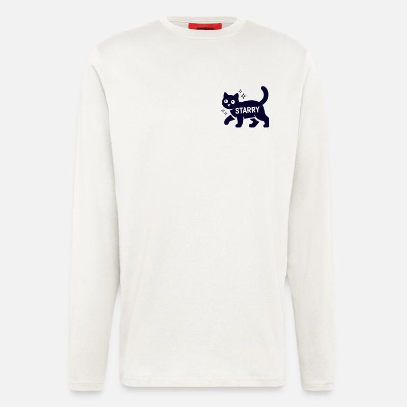 Samtpfote Starry Lustig Monochrom Katze - Langarmshirt - made by SPREAD  - OFF WHITE