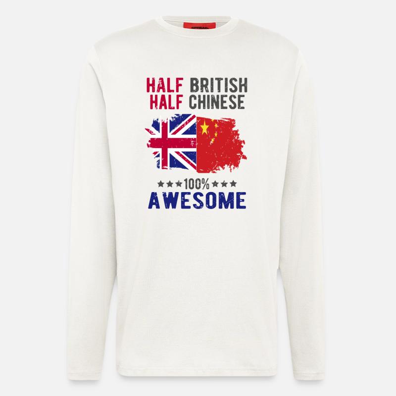 Halb Brite Halb Chinese - Langarmshirt - made by SPREAD  - OFF WHITE