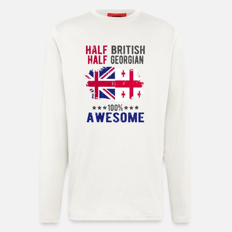 Halb Brite Halb Georgier - Langarmshirt - made by SPREAD  - OFF WHITE