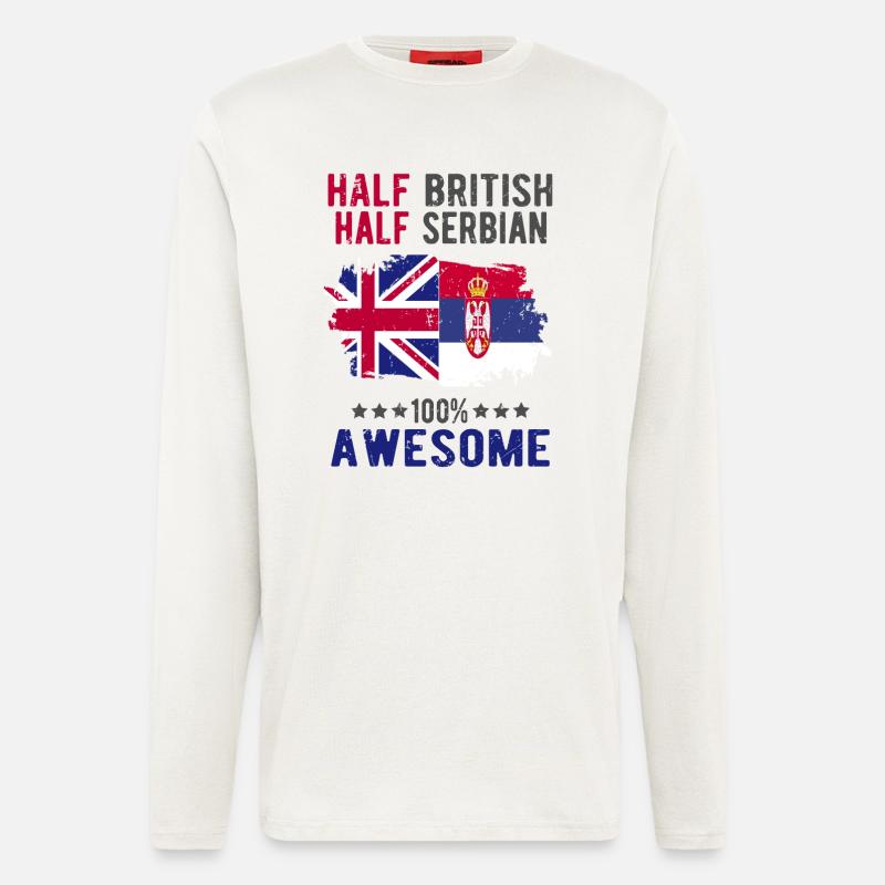 Halb Brite Halb Serbier - Langarmshirt - made by SPREAD  - OFF WHITE