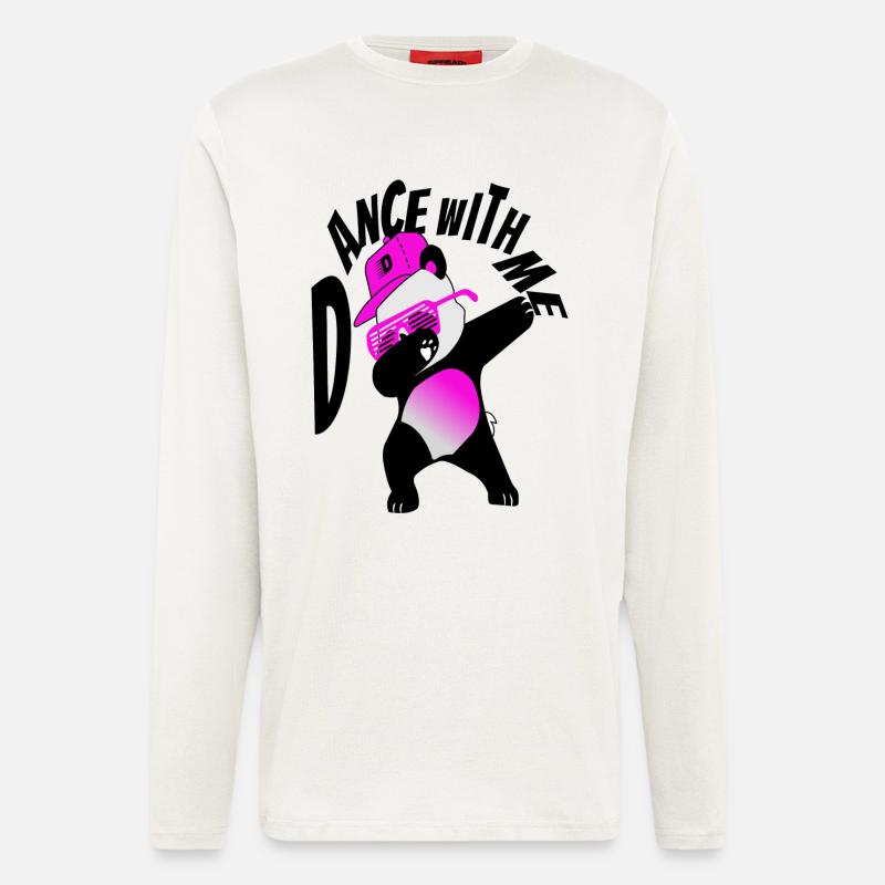 Danse du panda - Manches longues bio décontracté fabriqué en UE - OFF WHITE