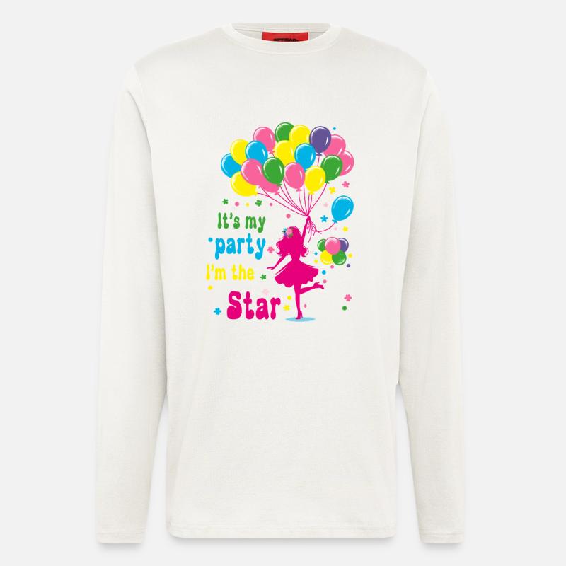 Feierliches Mädchen mit Luftballons Design - Langarmshirt - made by SPREAD  - OFF WHITE