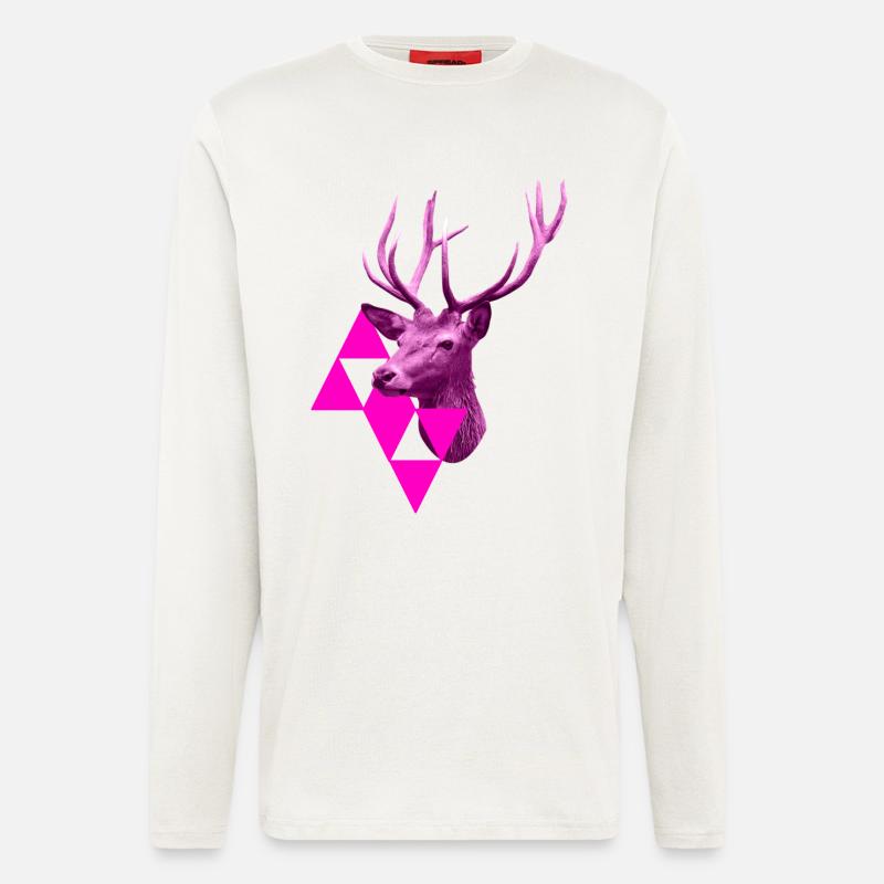 pinker Hirsch - Langarmshirt - made by SPREAD  - OFF WHITE