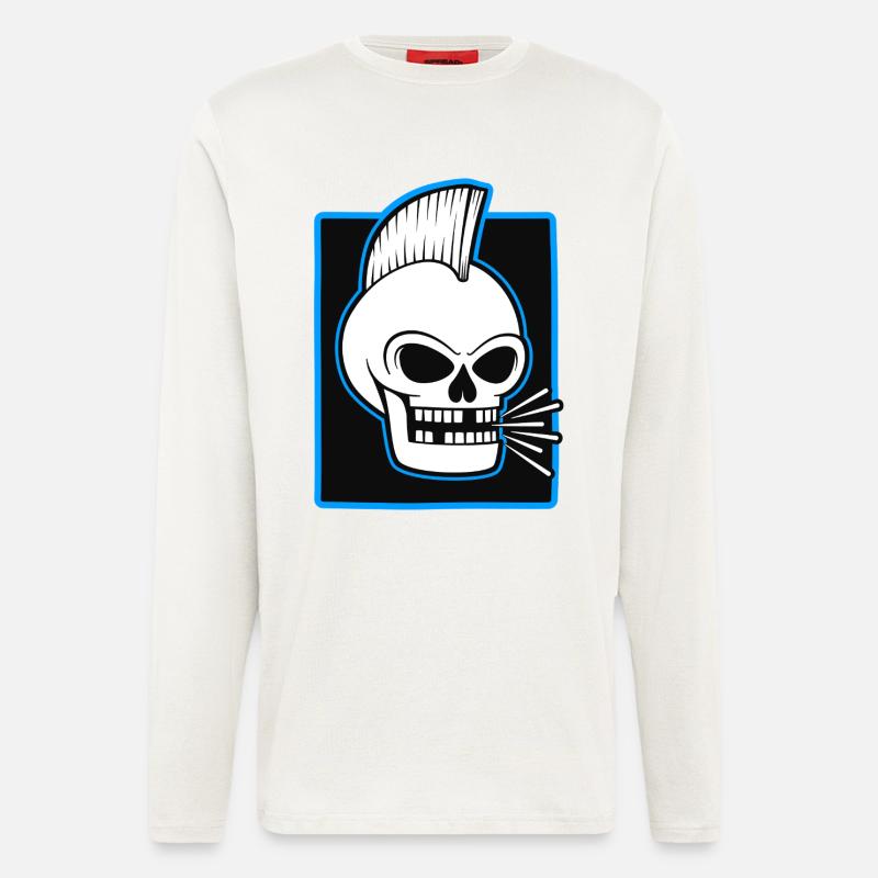 Skull Mohawk Punk-Grafik - Langarmshirt - made by SPREAD  - OFF WHITE
