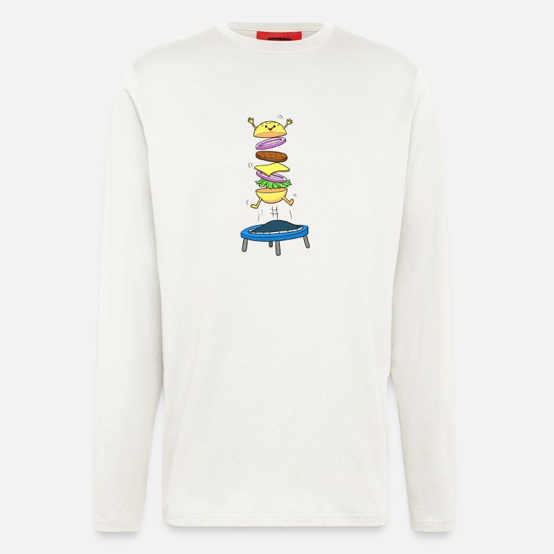 Burger Hamburger Cheeseburger Jumping - Langarmshirt - made by SPREAD  - OFF WHITE