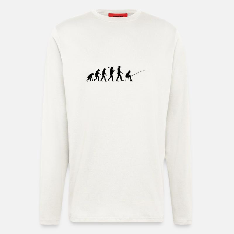 Angler Evolution angeln Geschenk - Langarmshirt - made by SPREAD  - OFF WHITE