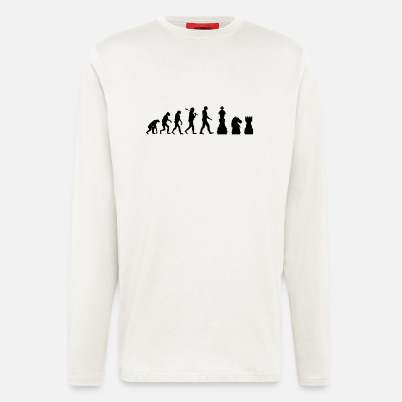 Schachfiguren Evolution Schach Geschenk - Langarmshirt - made by SPREAD  - OFF WHITE