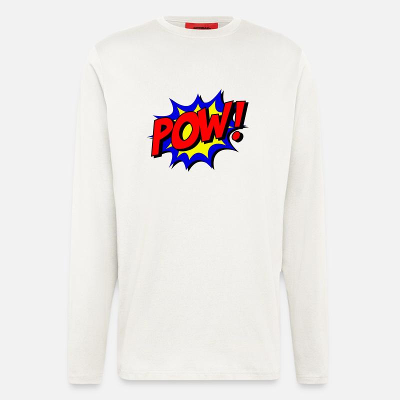 POW Design Superheld - Manches longues bio décontracté fabriqué en UE - OFF WHITE