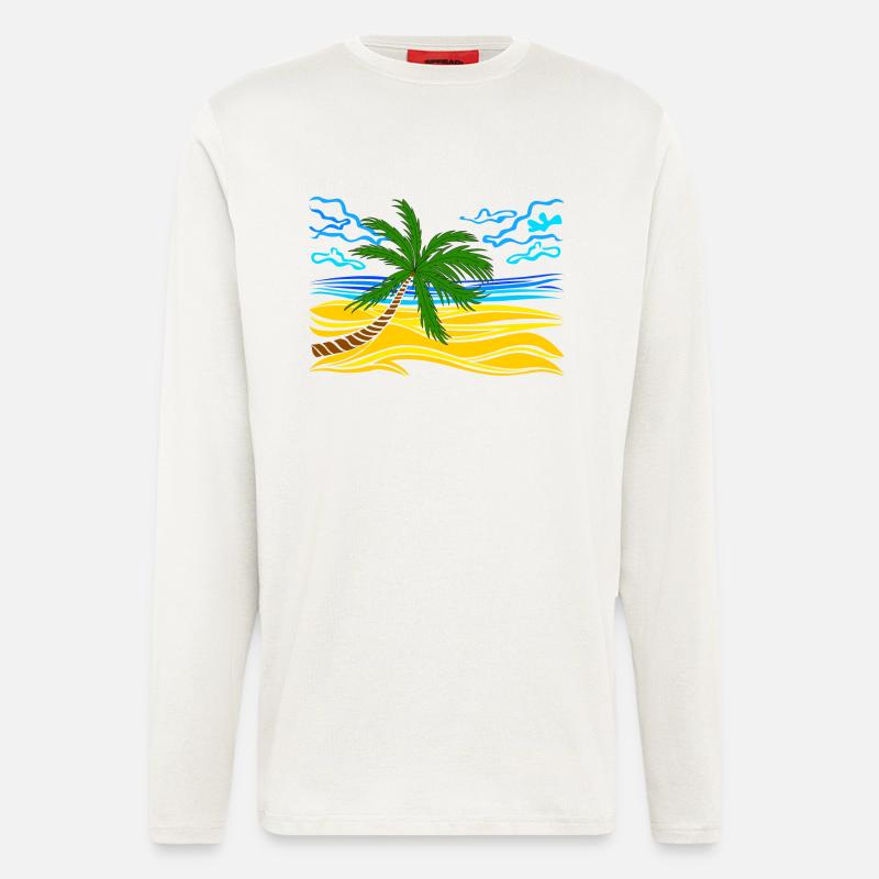 palm tree on the beach - Longsleeve - made by SPREAD  - OFF WHITE