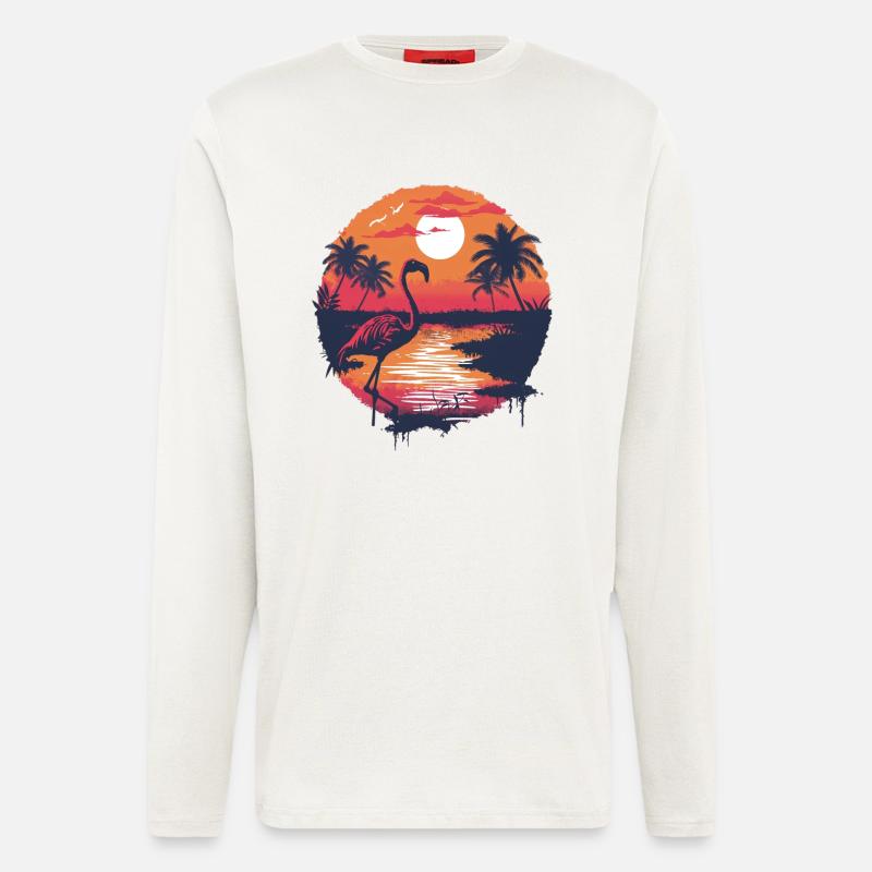 Flamingo Illustration - Langarmshirt - made by SPREAD  - OFF WHITE