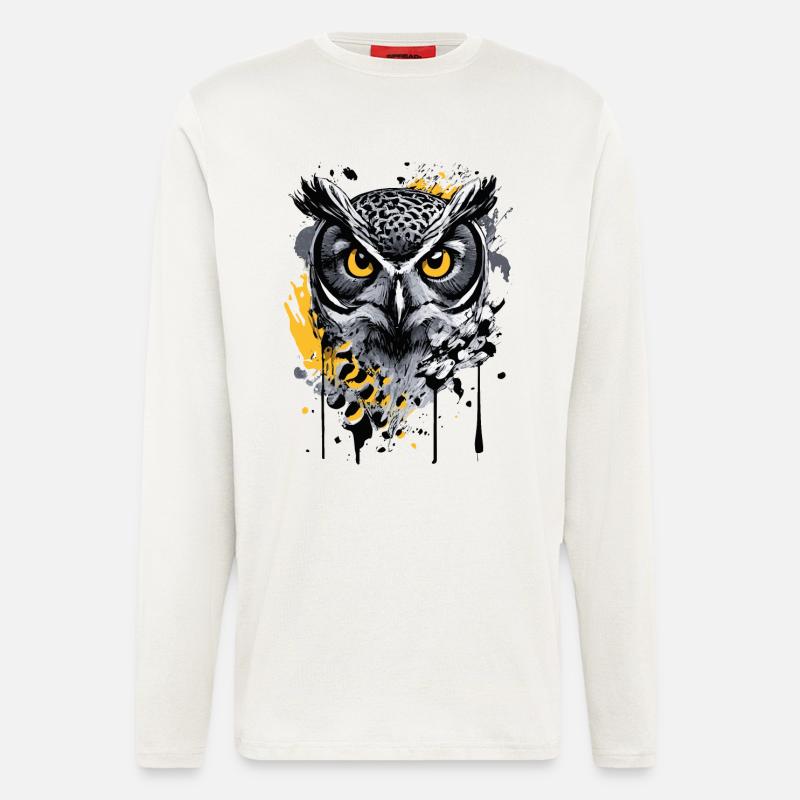 Eule Bunt - Nachteule - Schleiereule - Kauz - Langarmshirt - made by SPREAD  - OFF WHITE