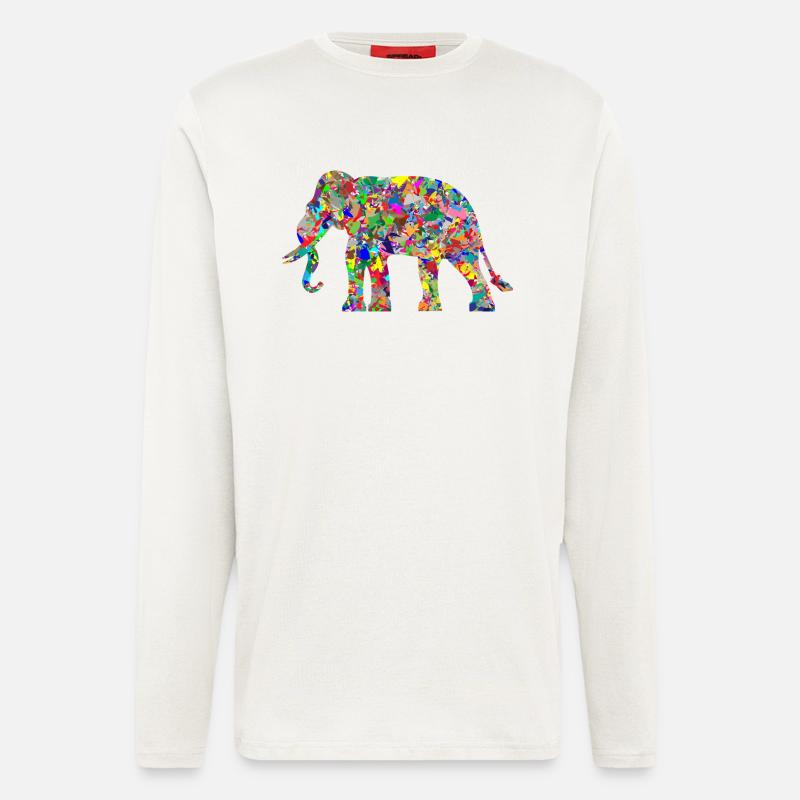 Elefant bunte Farbkleckse Geschenk Geschenkidee - Langarmshirt - made by SPREAD  - OFF WHITE