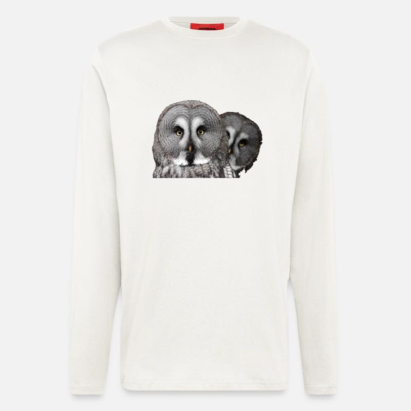 Zwei Eulenköpfe - Langarmshirt - made by SPREAD  - OFF WHITE