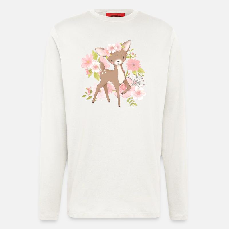 Blumen Rehkitz - Langarmshirt - made by SPREAD  - OFF WHITE