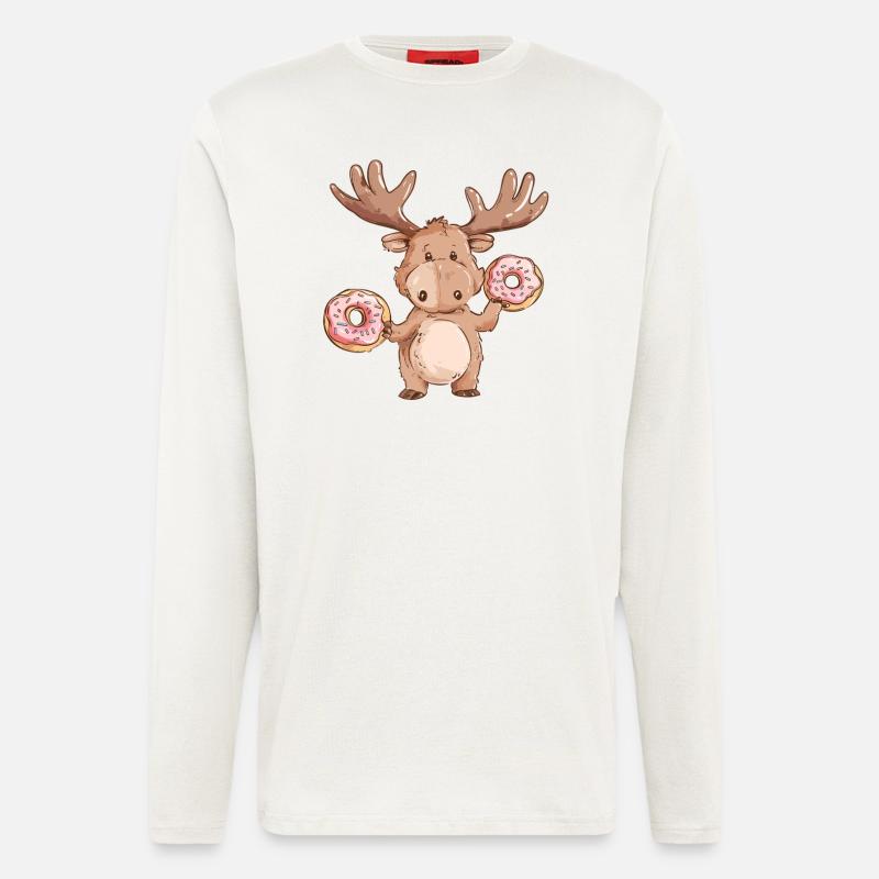 Moose with donuts - Longsleeve - made by SPREAD  - OFF WHITE