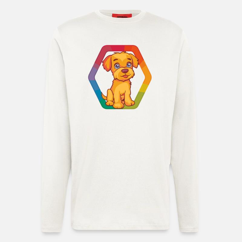 Bunter Hund mit Regenbogenrahmen - Langarmshirt - made by SPREAD  - OFF WHITE