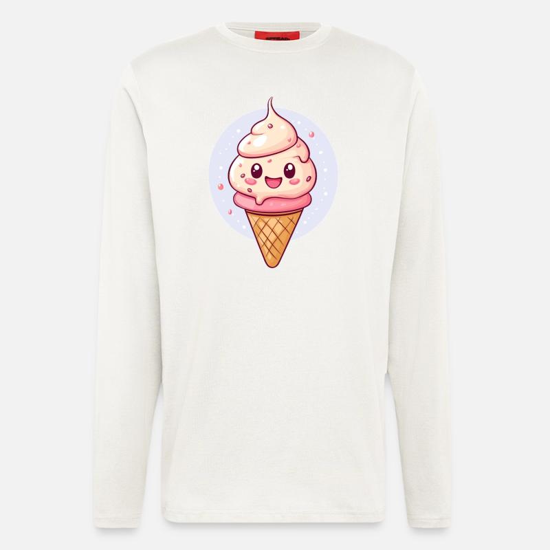 Glückseis mit Gesicht - Langarmshirt - made by SPREAD  - OFF WHITE
