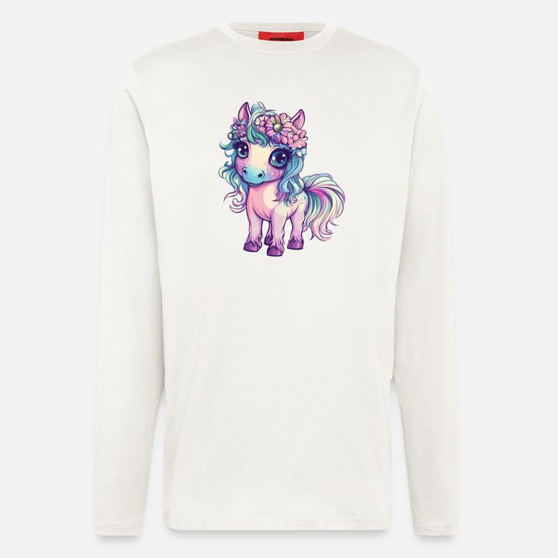 Rainbow pony with flowers - Longsleeve - made by SPREAD  - OFF WHITE