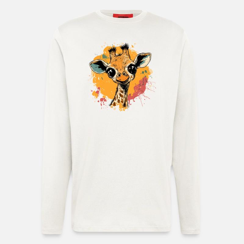 Giraffe im Farbklecks - Langarmshirt - made by SPREAD - OFF WHITE