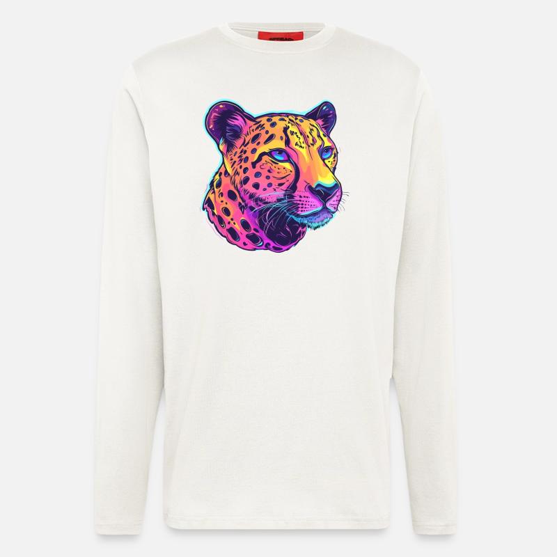 Bunter Leopard Popart - Langarmshirt - made by SPREAD  - OFF WHITE