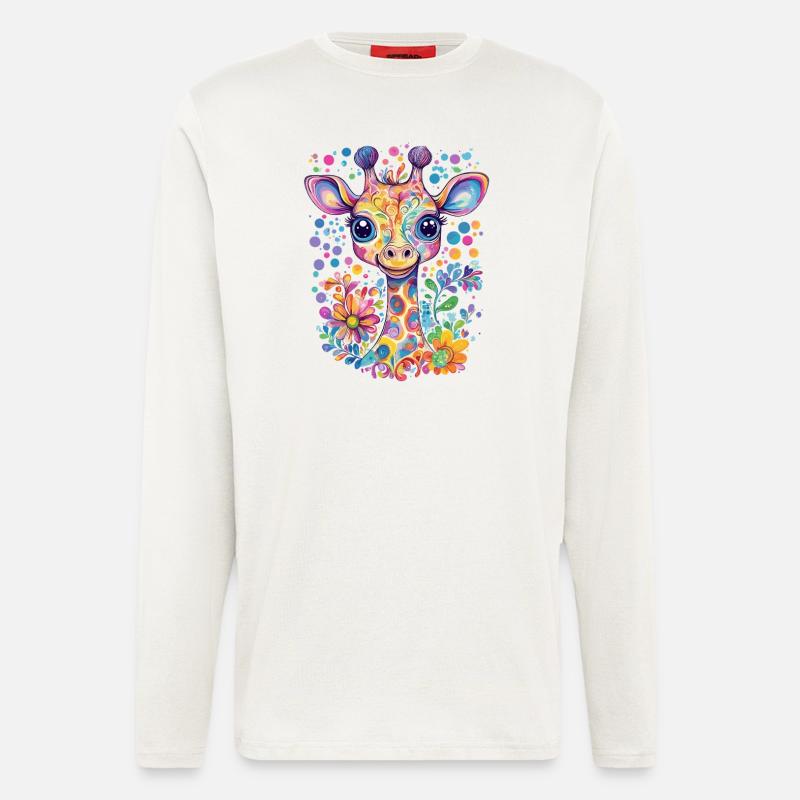 Bunte Giraffe Träume - Langarmshirt - made by SPREAD  - OFF WHITE