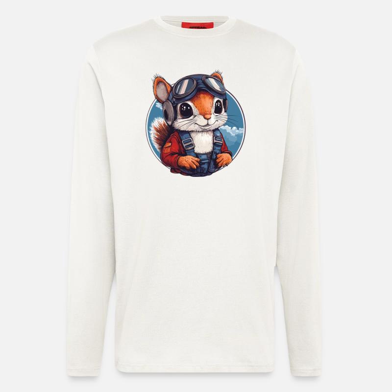 Fliegendes Eichhörnchen mit Brille - Langarmshirt - made by SPREAD  - OFF WHITE