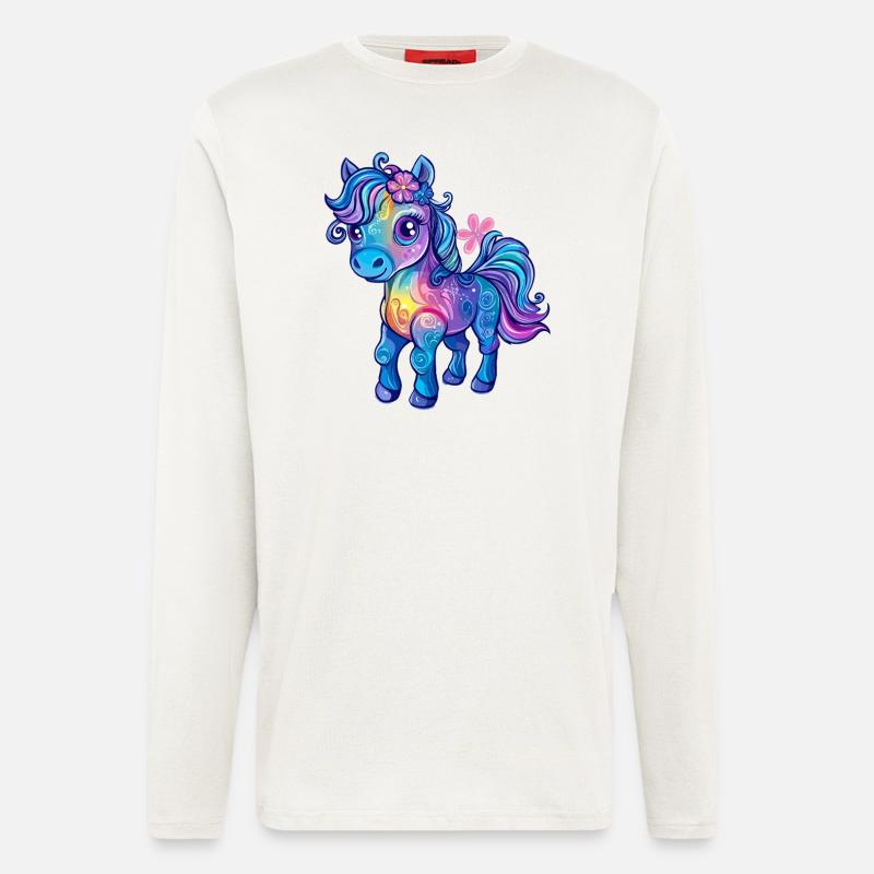 Regenbogen-Pony - Langarmshirt - made by SPREAD  - OFF WHITE