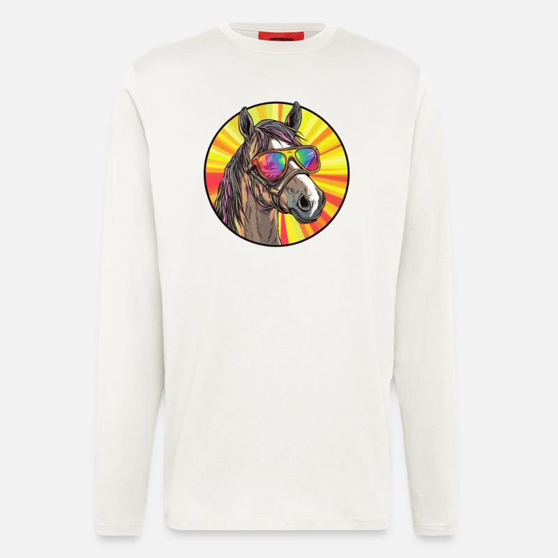 Pferd mit Sonnenbrille - Langarmshirt - made by SPREAD  - OFF WHITE