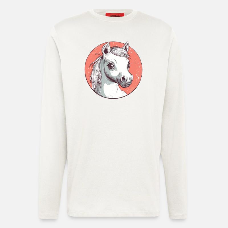 Weißes Pony mit Blick - Langarmshirt - made by SPREAD  - OFF WHITE