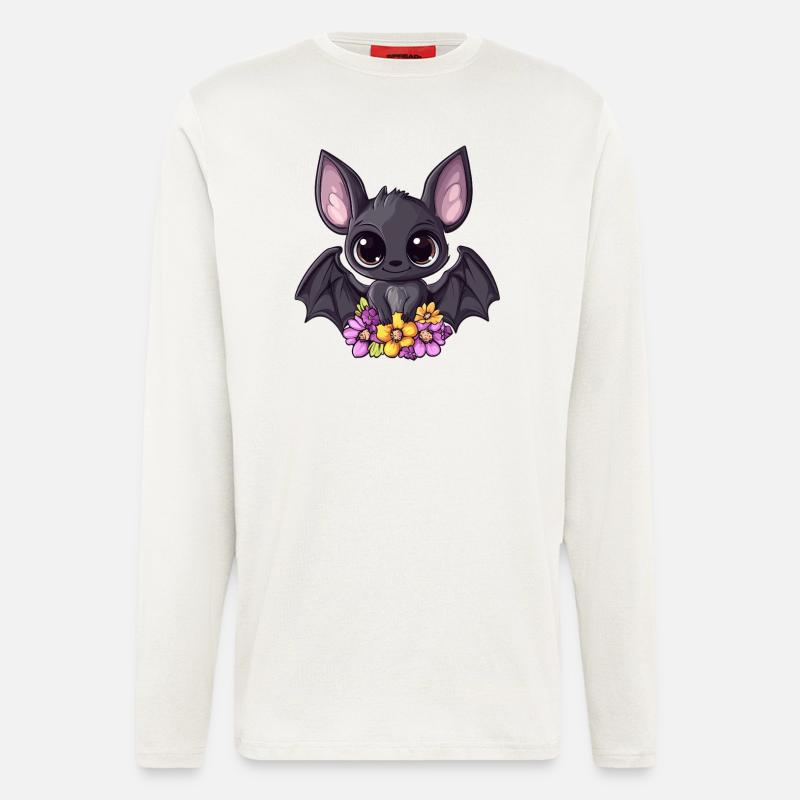 Fledermaus mit Blumen - Langarmshirt - made by SPREAD  - OFF WHITE