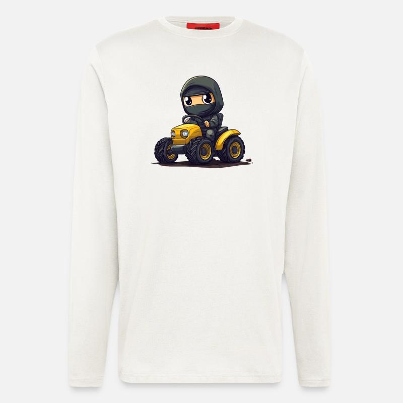 Ninja auf Traktor - Langarmshirt - made by SPREAD  - OFF WHITE